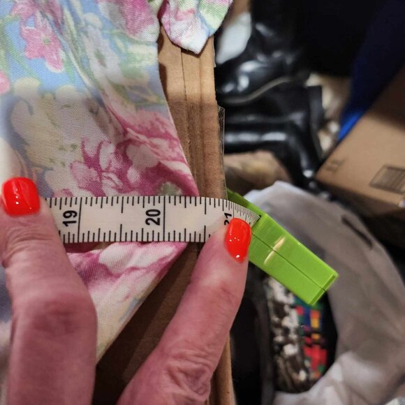 Almost Famous Women's Junior Blouse, Large, Puff Sleeve Pastel Rose Pink Blue - Picture 14 of 16